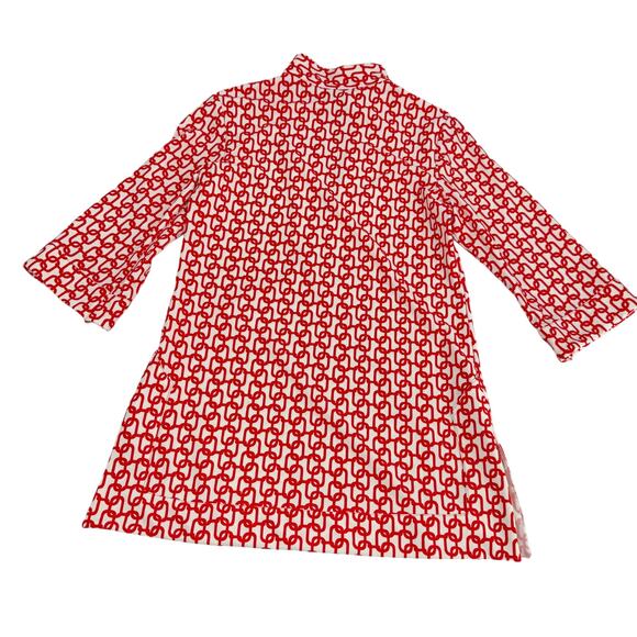 Jude Connally Long Sleeves V-Neck Chain Print Mini Dress Red Kate Dress - Picture 4 of 6